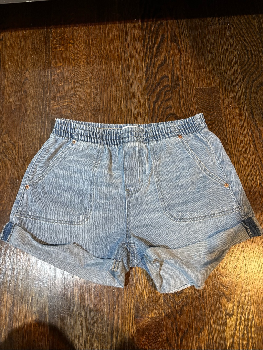 Vanilla Star Light Blue Elastic-Waist Denim Shorts